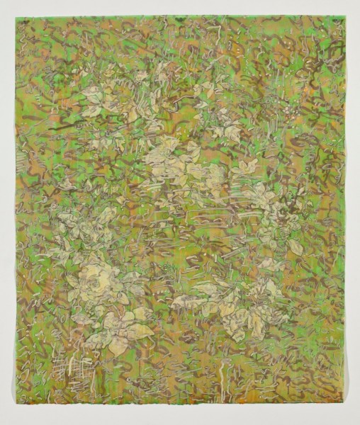 Untitled Green 45" x 38"; shellac, casein, and wax on mulberry paper 